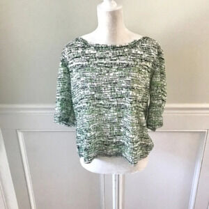 Tracy Reese Lace Printed Top Blouse Green Small